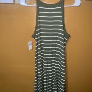 Old Navy Olive and White Striped Dress